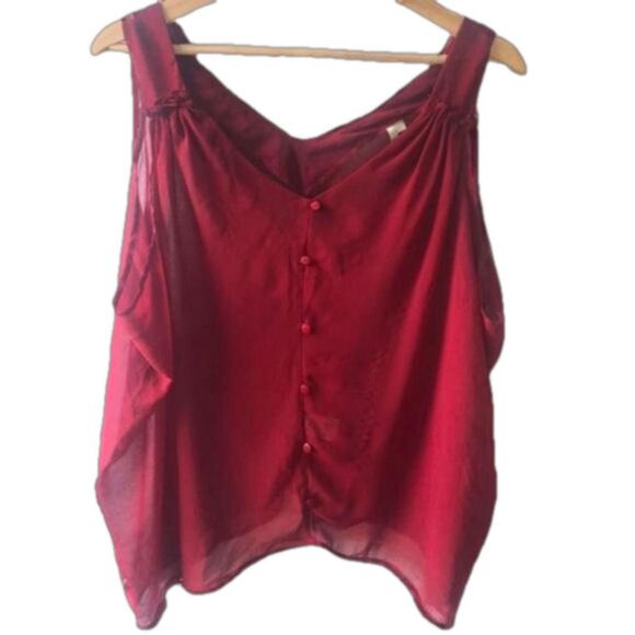 Mono B Tops - Mono B Red Sheer oversized sleeveless blouse, size Medium bohemian lagenlook